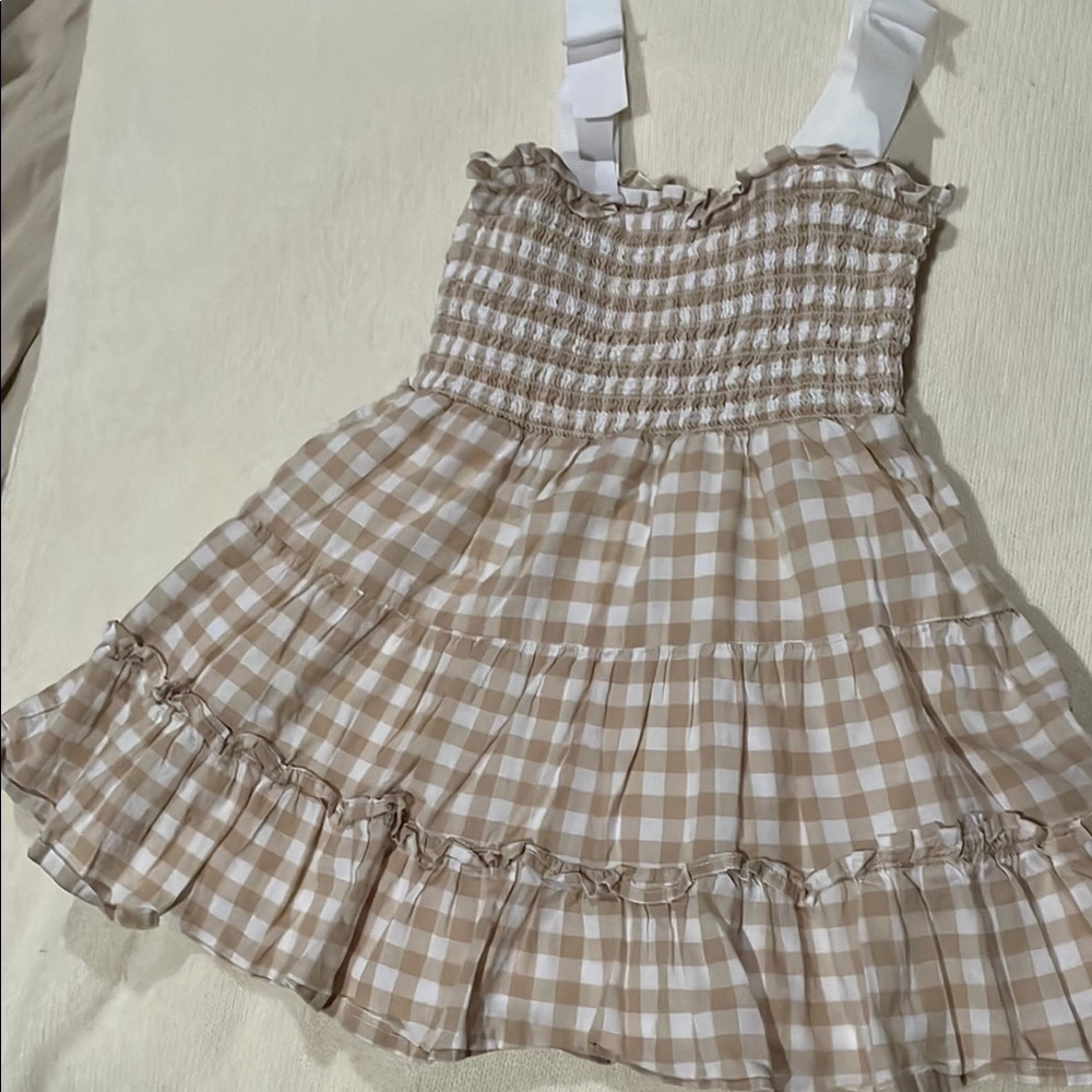Janie and Jack Brown Checkered Kids Dress